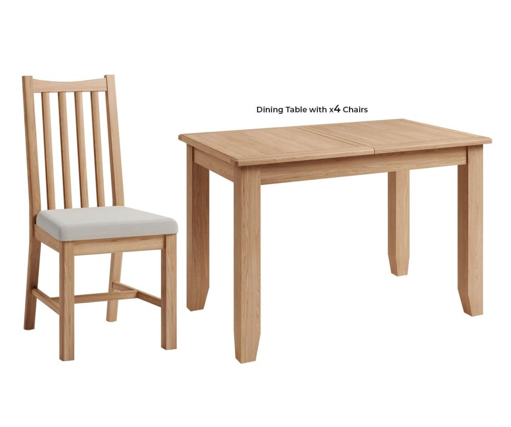 FD Essential Glasgow Oak 120cm Extending Dining Set with 4 Chairs
