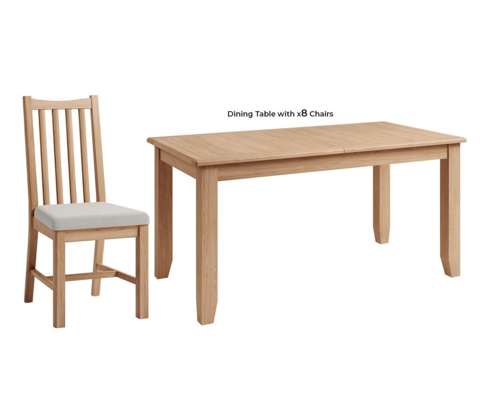 FD Essential Glasgow Oak 160cm Extending Dining Set with 8 Chairs