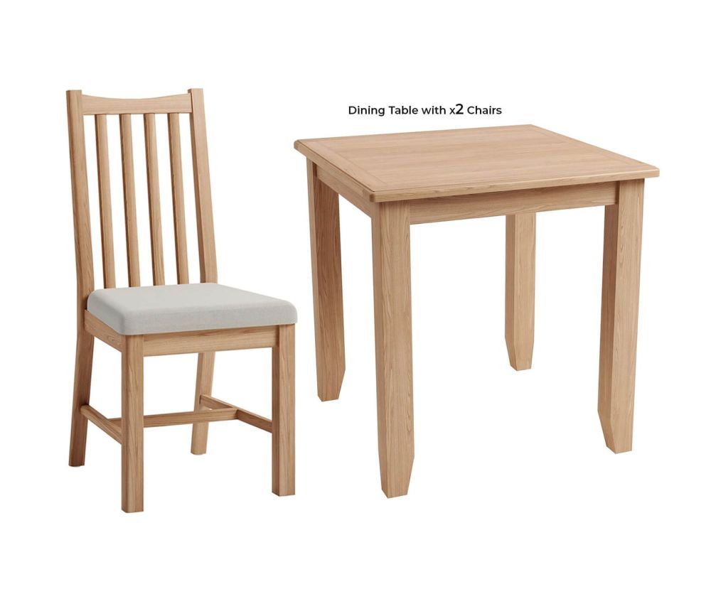 FD Essential Glasgow Oak Fixed Top Dining Set with 2 Chairs