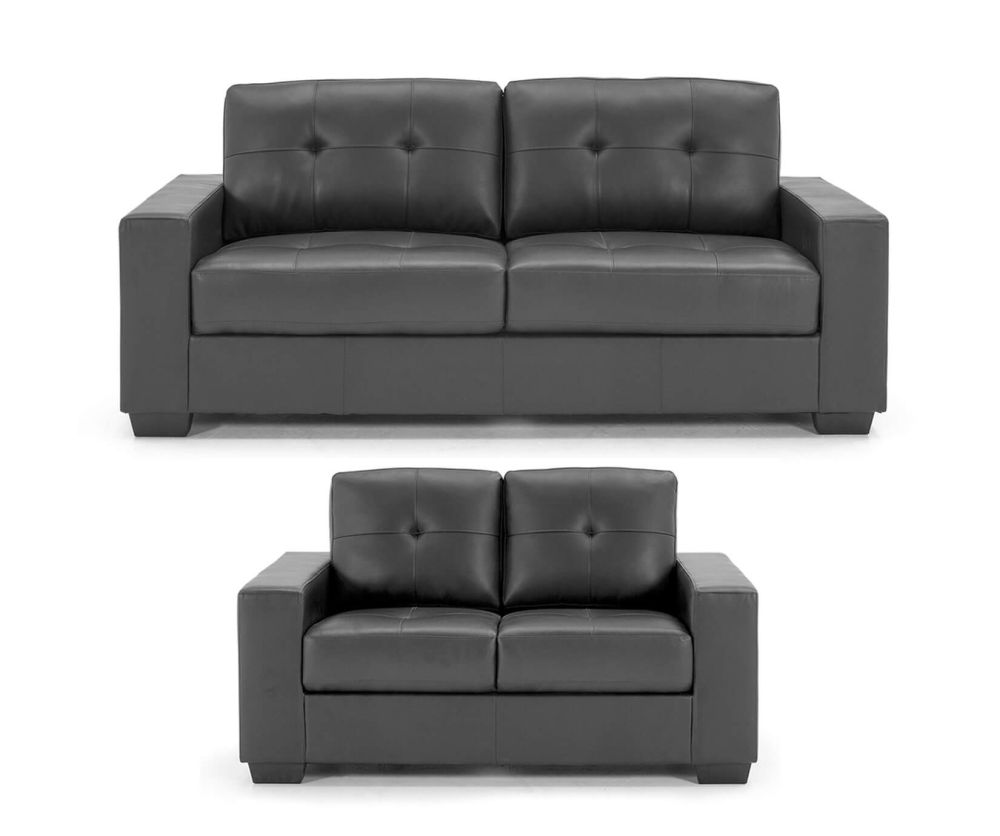 Vida Living Gemona Black Faux Leather 3+2 Sofa Set