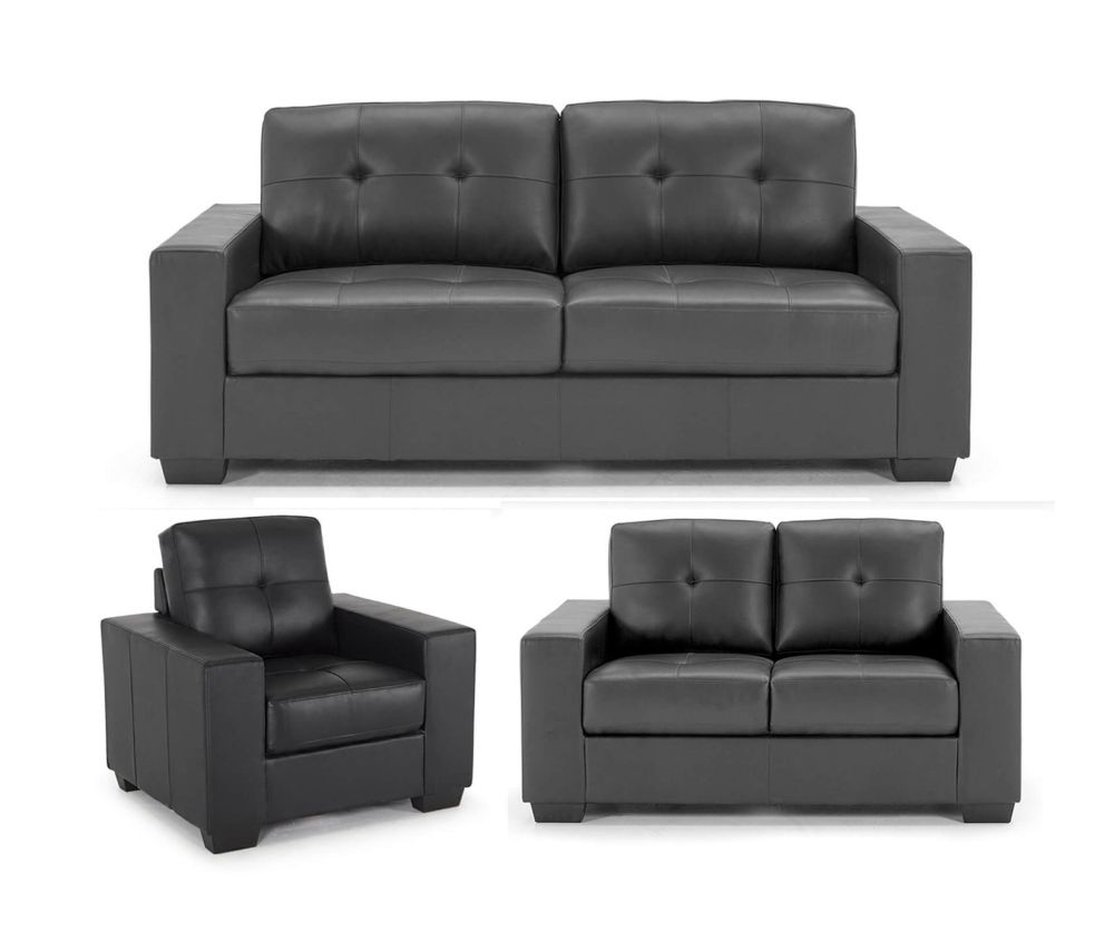 Vida Living Gemona Black Faux Leather 3+2+1 Sofa Set