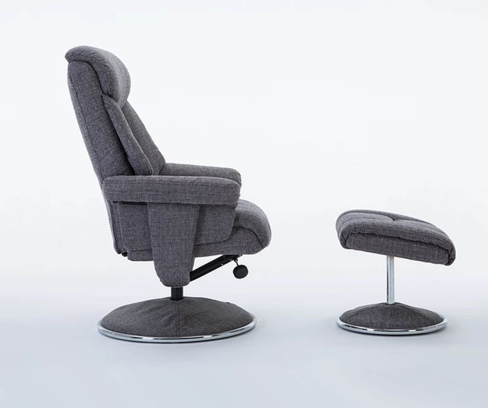 GFA Biarritz Lisbon Grey Fabric Swivel Recliner Chair