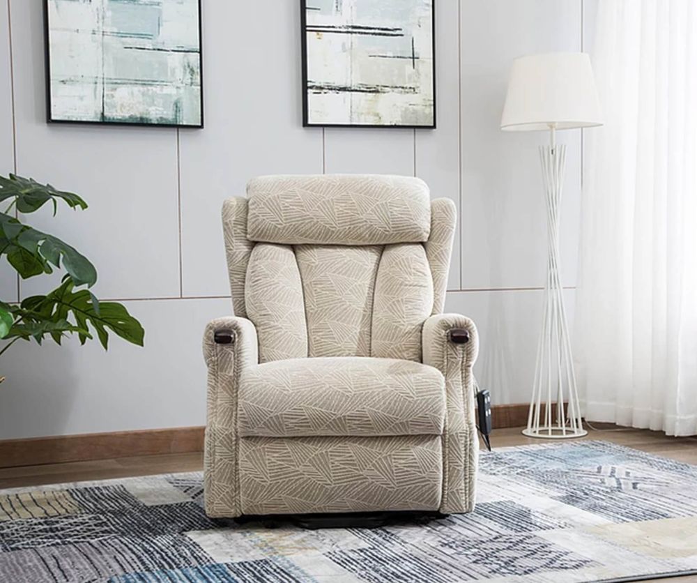 GFA Denmark Brushstroke Cream Fabric Riser Recliner Chair