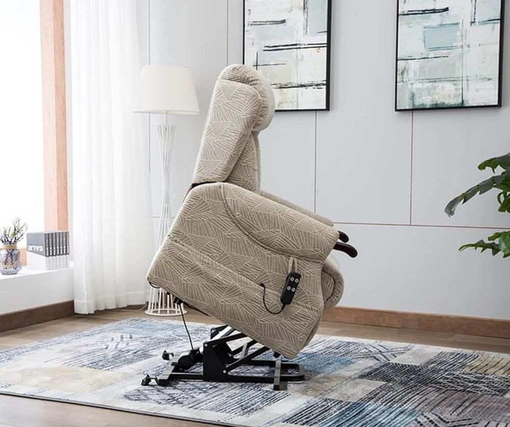 GFA Denmark Brushstroke Cream Fabric Riser Recliner Chair