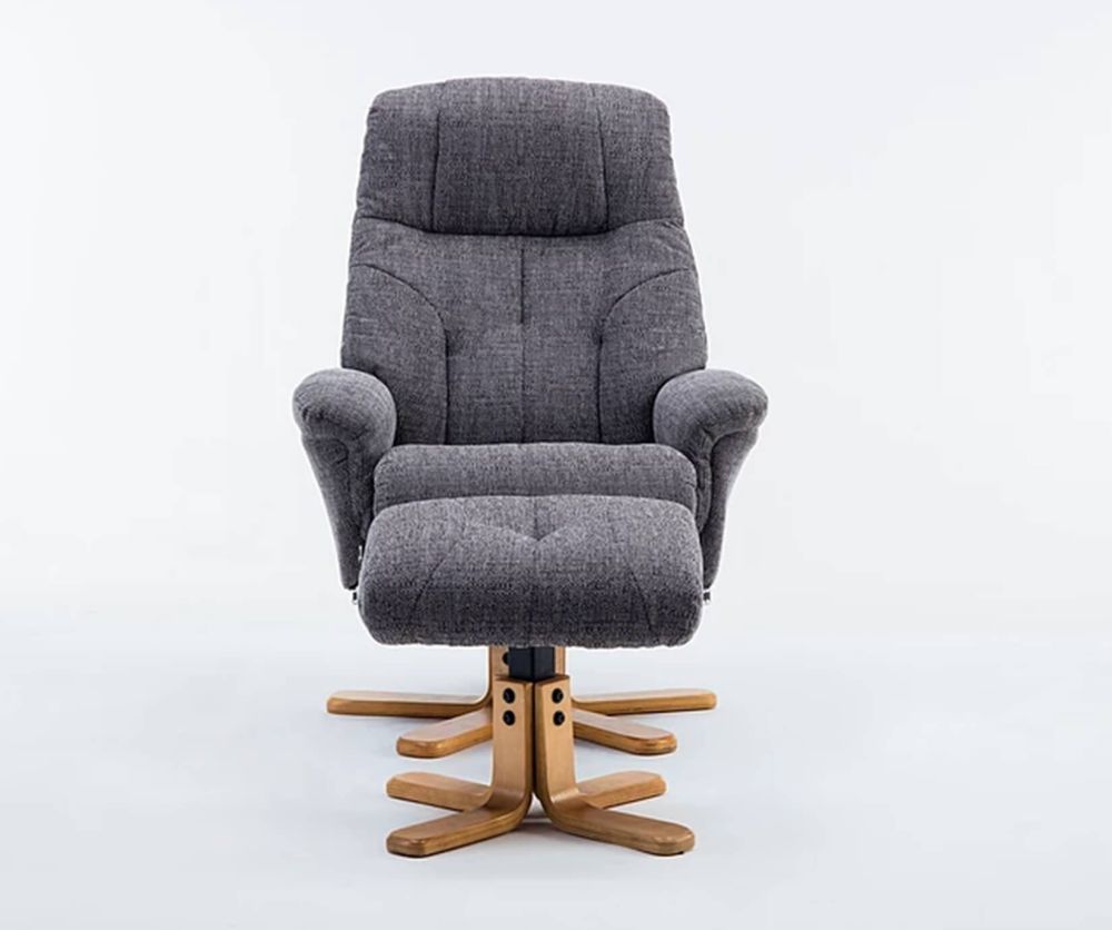 GFA Dubai Lisbon Grey Fabric Swivel Recliner Chair