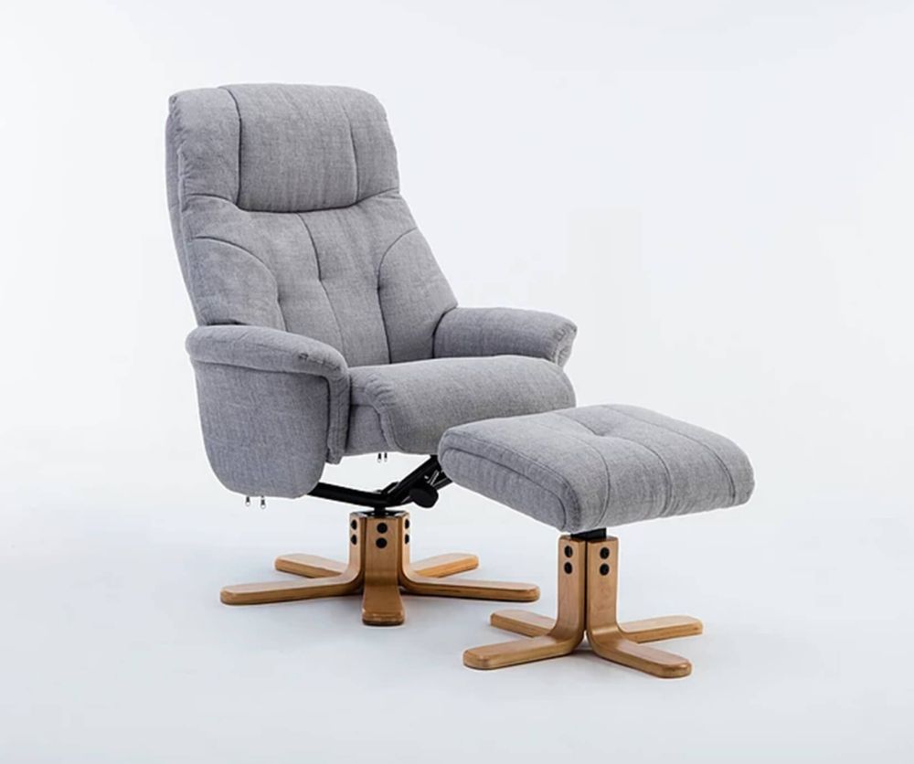 GFA Dubai Lisbon Silver Fabric Swivel Recliner Chair