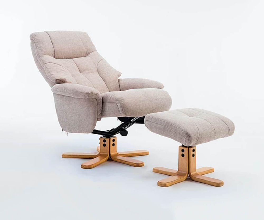 GFA Dubai Lisbon Wheat Fabric Swivel Recliner Chair