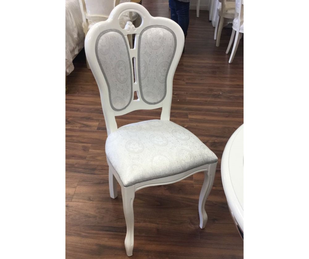 Ben Company New Venus White Italian Giglio Dining Chair in Pair