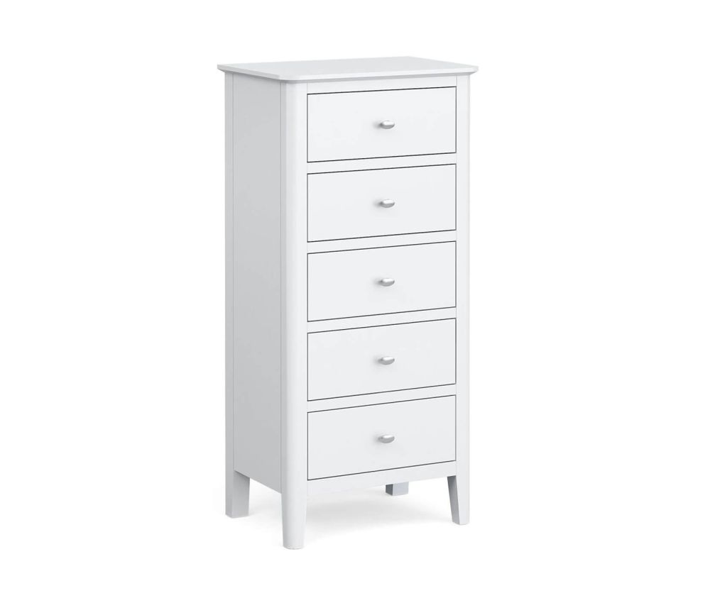 Global Home Hampstead White 5 Drawer Tallboy Chest