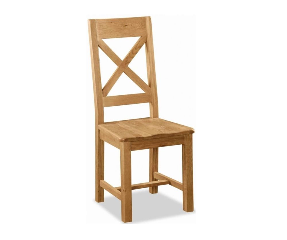 Global Home Salisbury Oak Rectangular Extending Dining Set with 6 Wooden Seat Cross Back Chairs - 150cm-200cm