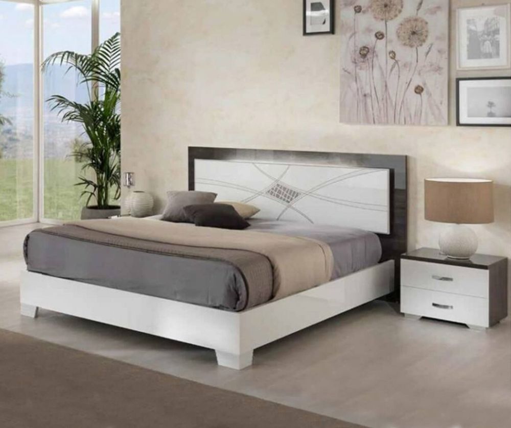 SM Italia Gloria White and Grey Bed Frame