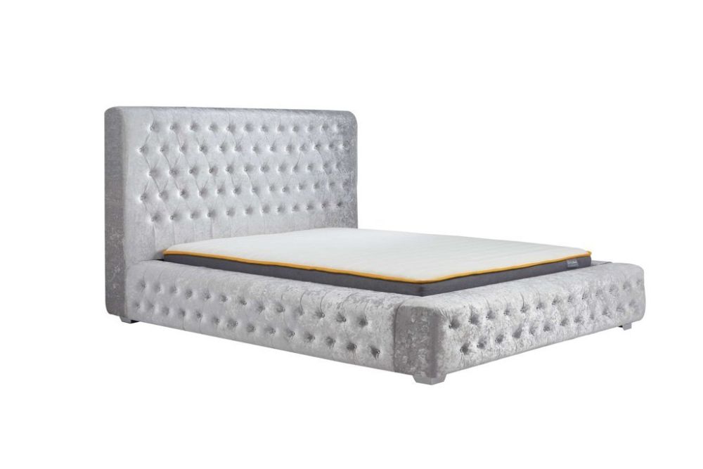 Birlea Furniture Grande Steel Crushed Velvet Fabric Bed Frame