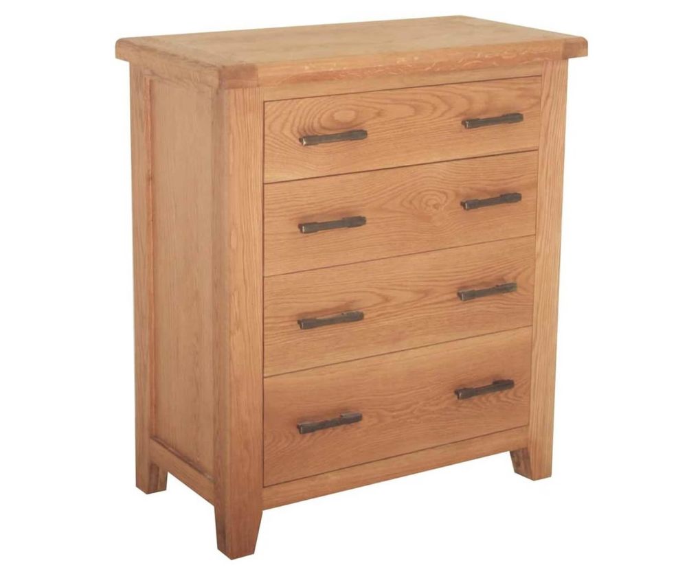 Furniture Link Hampshire Solid Oak Wide 4 Drawer Chest