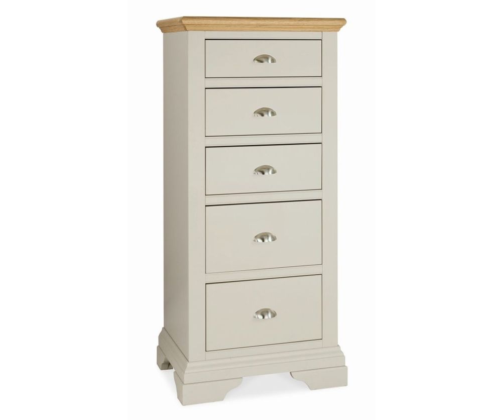 Bentley Designs Hampstead Soft Grey and Oak 5 Drawer Tall Chest