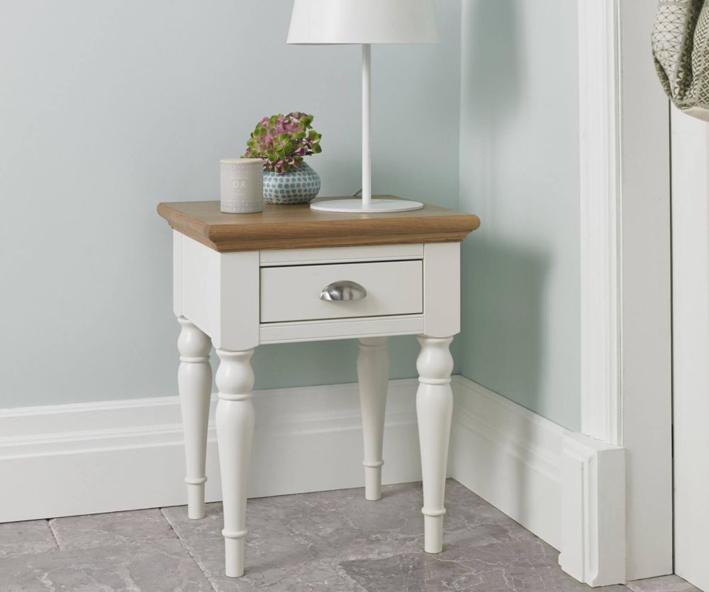 Bentley Designs Hampstead Two Tone Lamp Table with Turned Legs