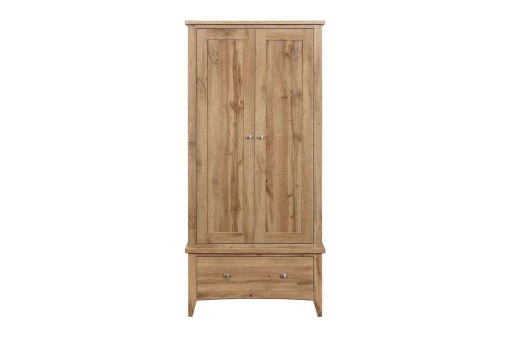 Birlea Furniture Hampstead Oak 2 Door 1 Drawer Wardrobe
