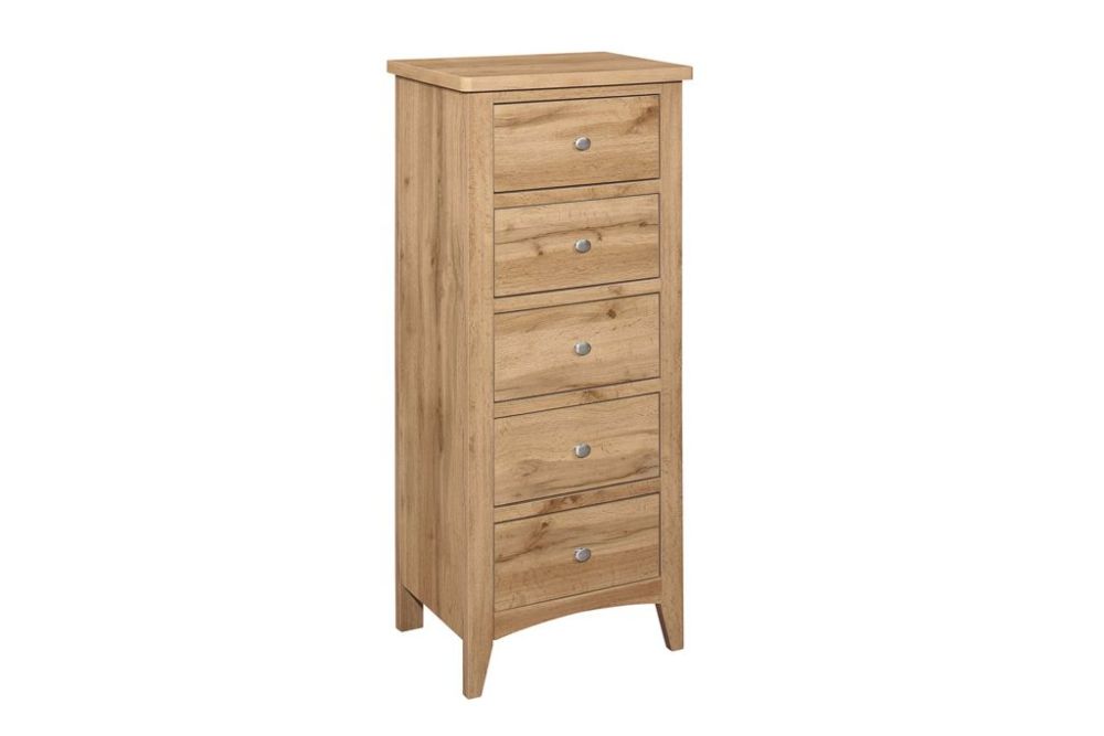 Birlea Furniture Hampstead Oak 5 Drawer Tall Chest