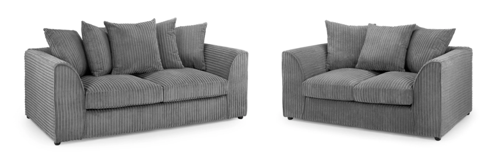 Harley Jumbo Grey Fabric 3+2 Sofa Set