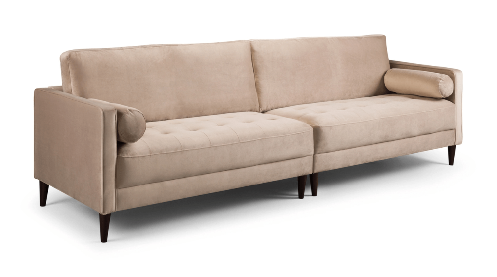 Harper Beige Plush Velvet 4 Seater Sofa