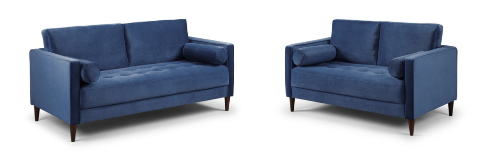 Harper Blue Plush Velvet 3+2 Sofa Set
