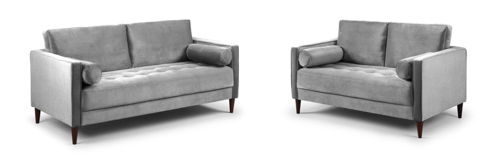 Harper Grey Plush Velvet 3+2 Sofa Set