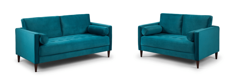 Harper Teal Plush Velvet 3+2 Sofa Set