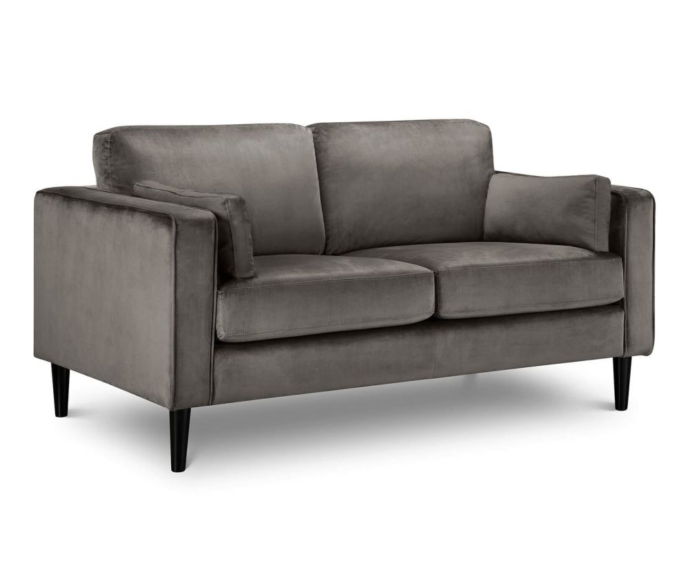 Julian Bowen Hayward Grey Velvet Fabric 2 Seater Sofa