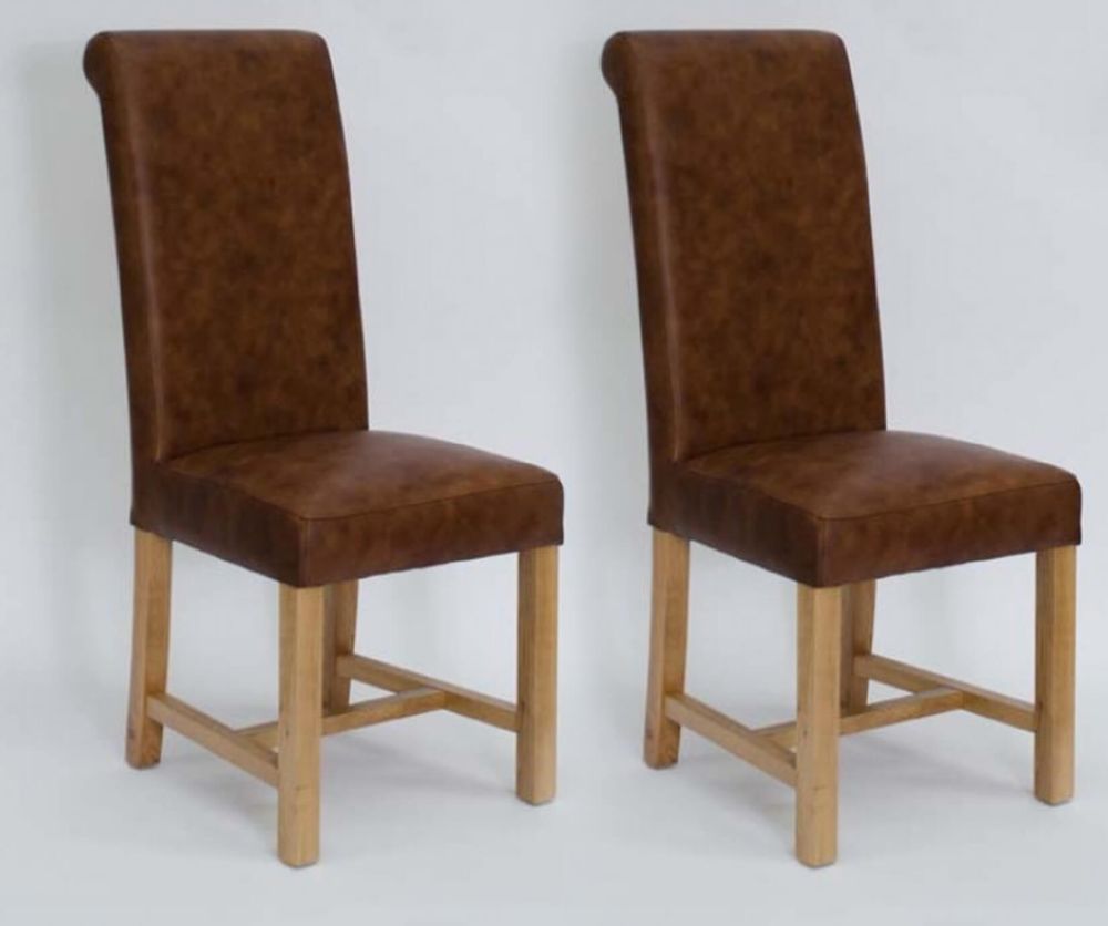 Homestyle GB Henley Espreso Full Leather Dining Chair in Pair
