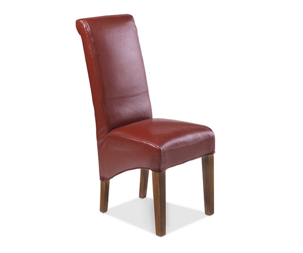 Heritance Cube Sheesham Red Leather Dining Chair in Pair
