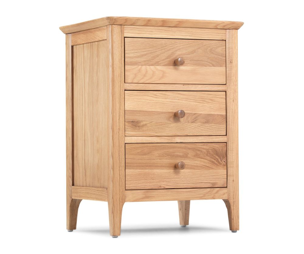 Heritance Wordley Oak 3 Drawer Bedside Cabinet