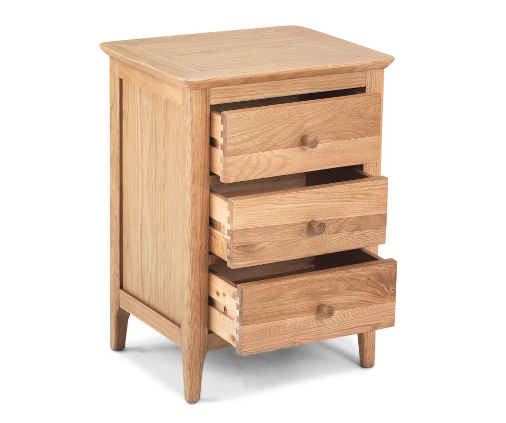 Heritance Wordley Oak 3 Drawer Bedside Cabinet