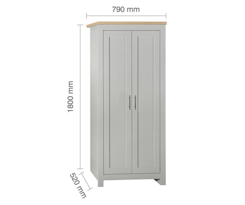 Birlea Furniture Highgate Grey and Oak 2 Door Wardrobe