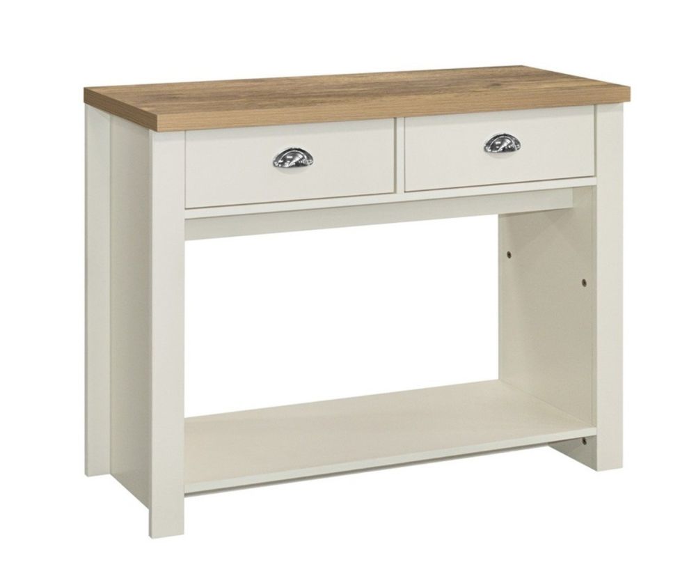 Birlea Furniture Highgate Cream and Oak 2 Drawer Console Table
