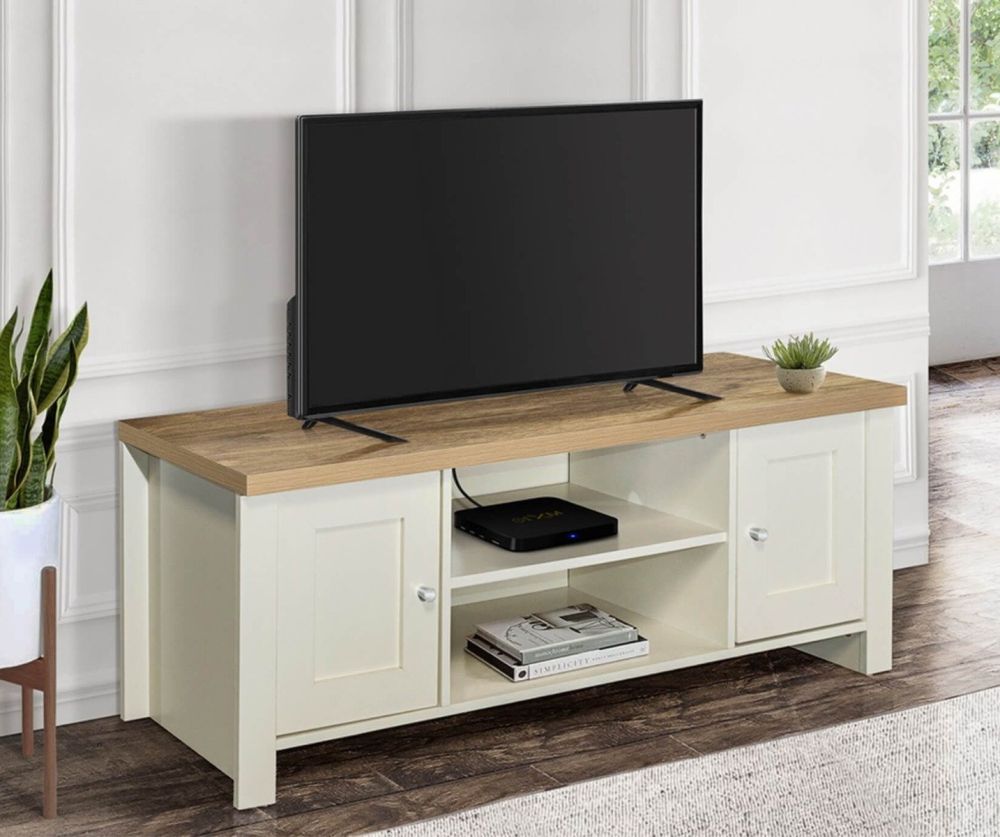 Birlea Furniture Highgate Cream and Oak Large TV Unit