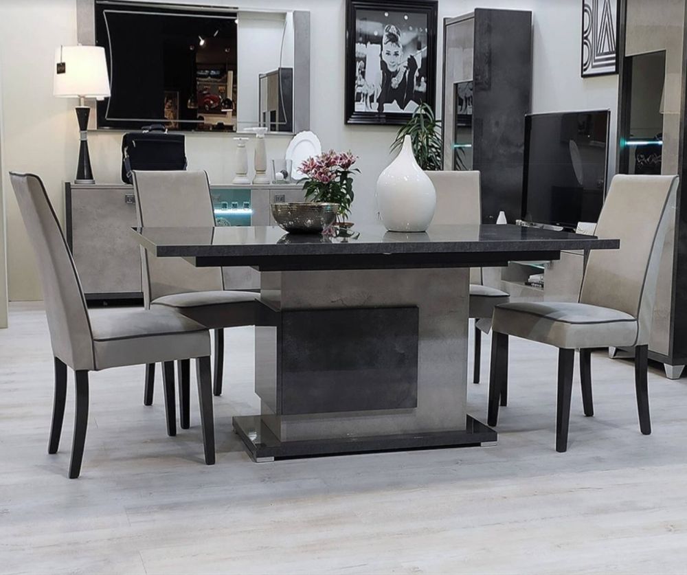 SM Italia Hilton Rectangular Extension Dining Table with 6 Dining Chair
