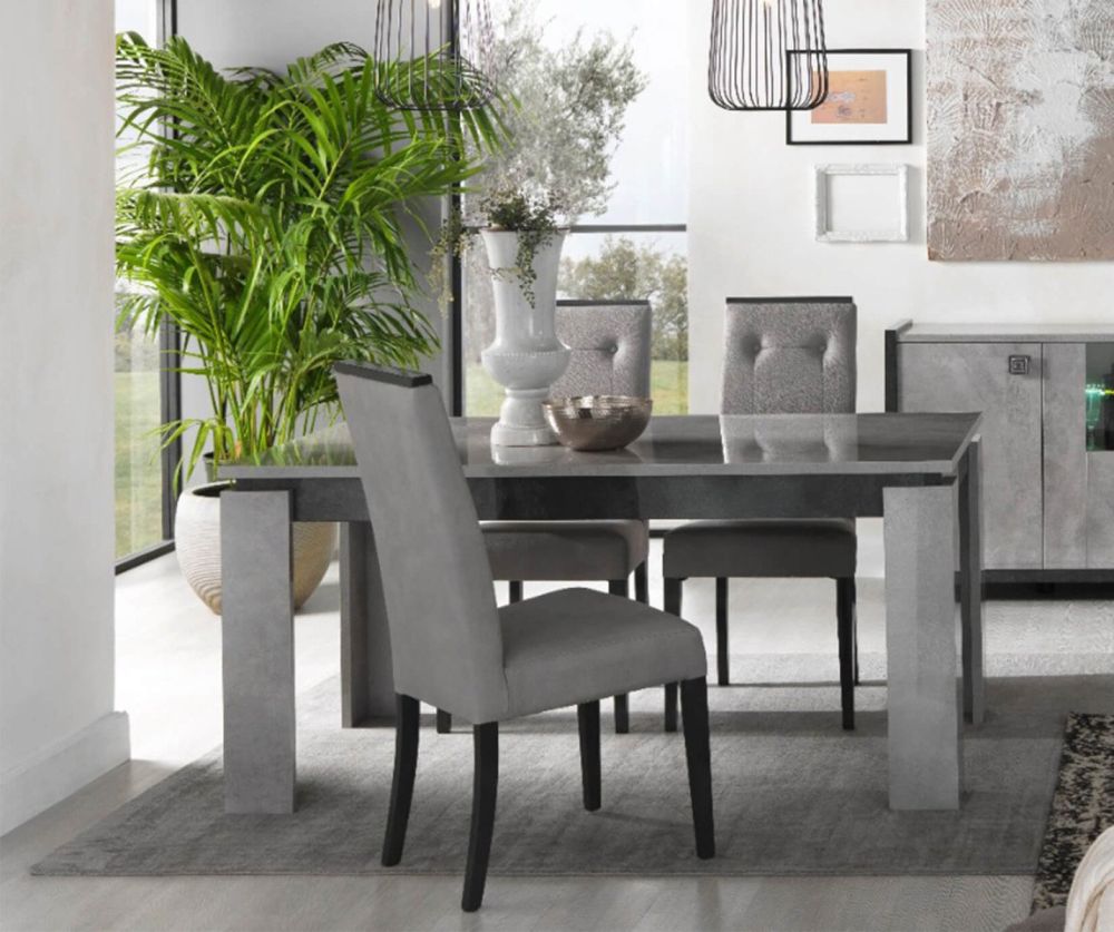 SM Italia Hilton Extension Dining Table with 4 Fabric Dining Chair