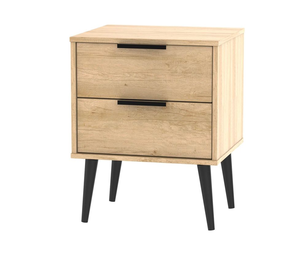 Welcome Furniture Hong Kong Nebraska Oak 2 Drawer Locker with Black Wooden Legs