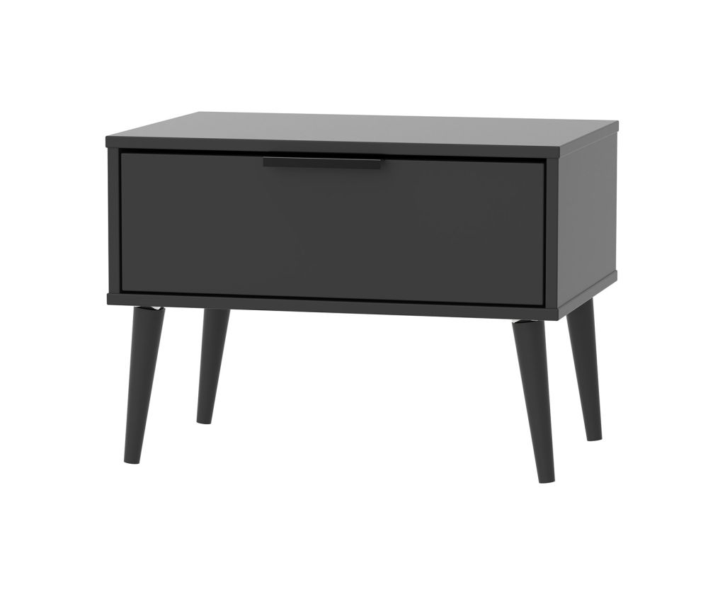 Welcome Furniture Hong Kong Black Matt 1 Drawer Midi Chest with Black Wooden Legs