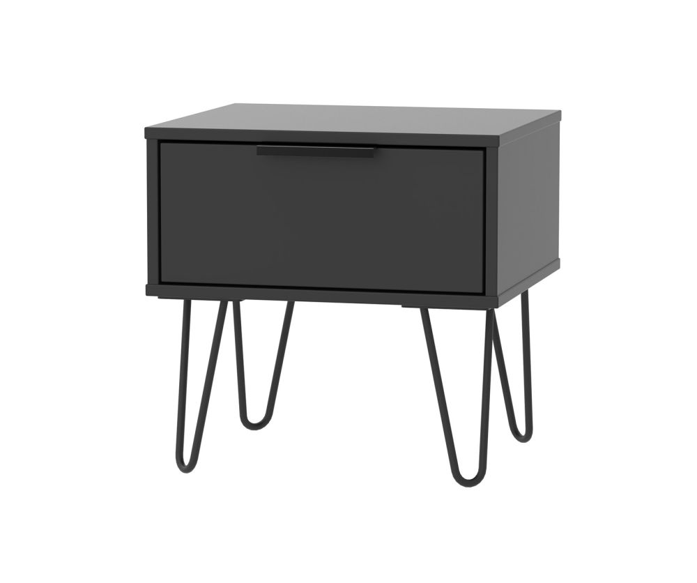 Welcome Furniture Hong Kong Black Matt 1 Drawer Locker with Black Metal Legs