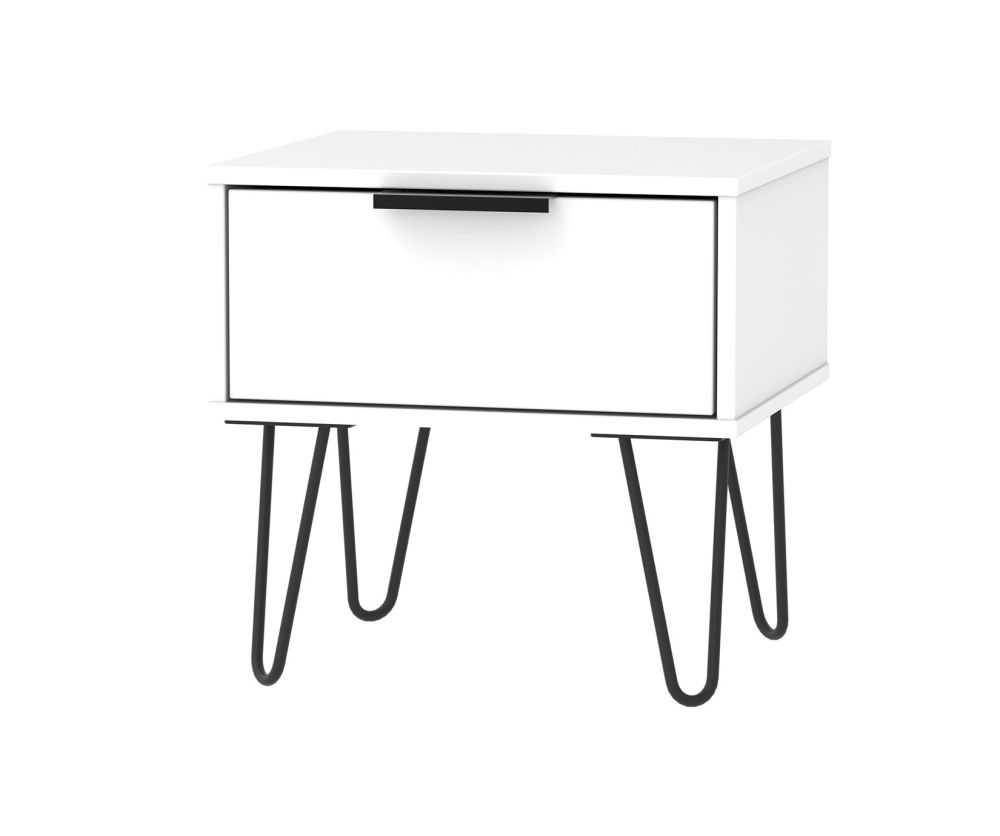 Welcome Furniture Hong Kong White Matt 1 Drawer Locker with Black Metal Legs