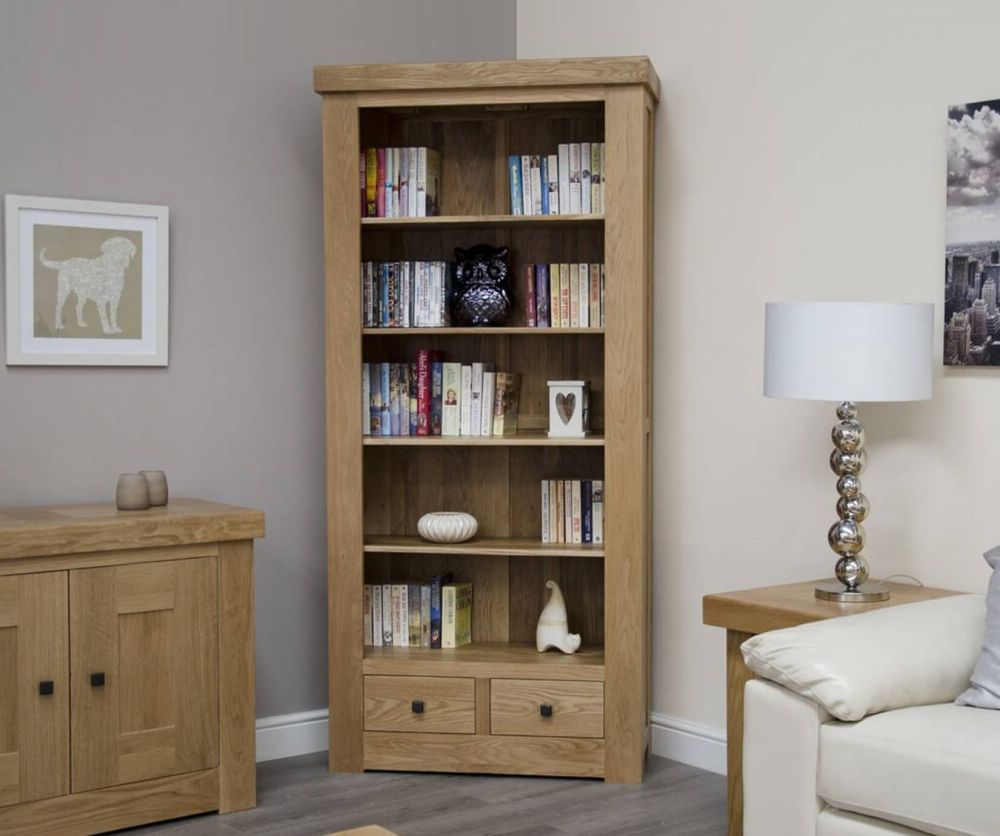 Homestyle GB Bordeaux Oak Large Bookcase with Drawers