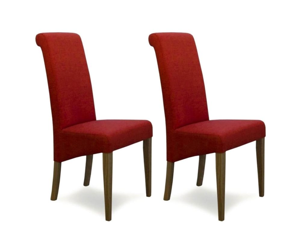 Homestyle GB Italia Chilli Fabric Dining Chair in Pair