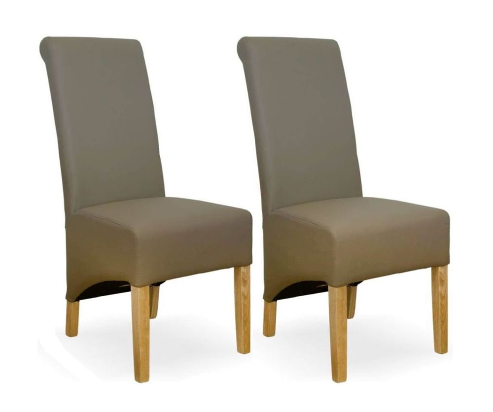 Homestyle GB Richmond Mushroom Bonded Leather Dining Chair in Pair