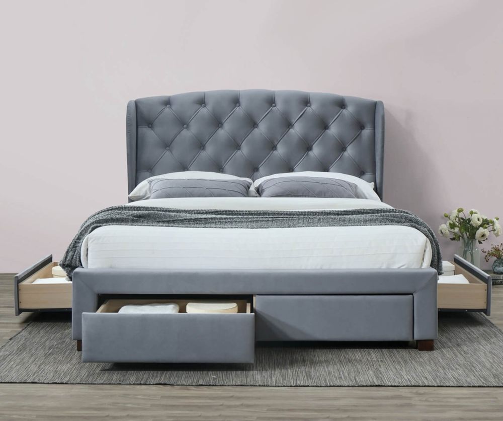 Birlea Furniture Hope Grey Velvet Fabric Bed