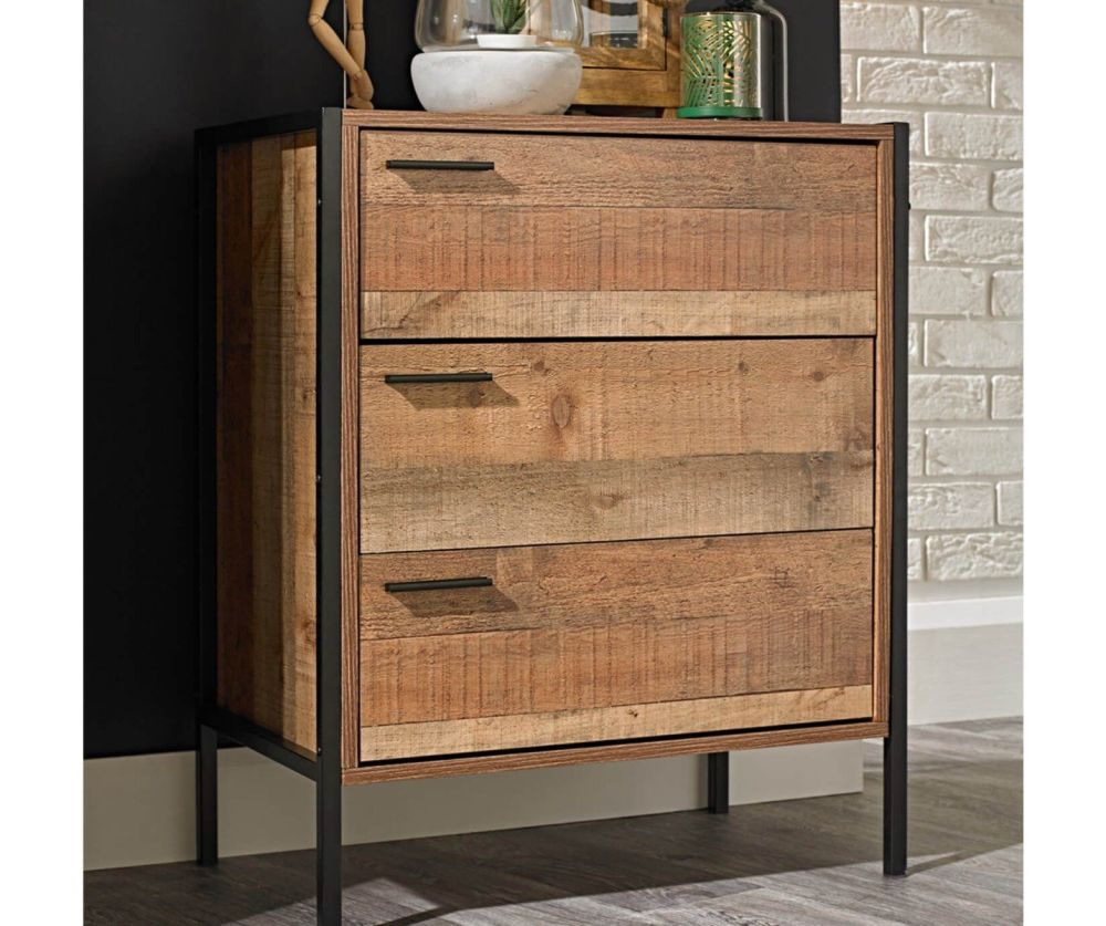 LPD Hoxton Distressed Oak Effect 3 Drawer Chest