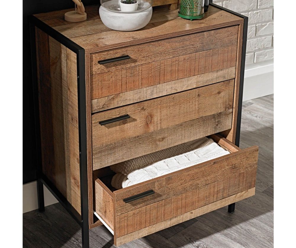 LPD Hoxton Distressed Oak Effect 3 Drawer Chest