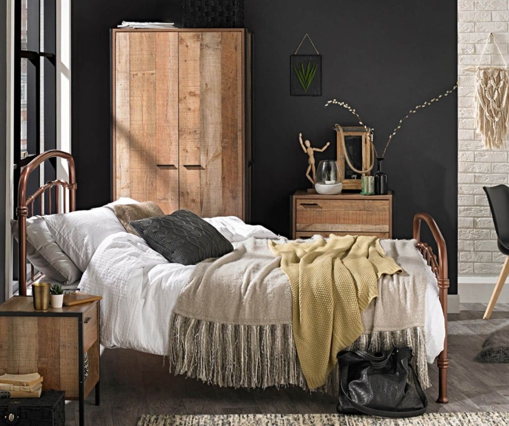 LPD Hoxton Distressed Oak Effect 3 Piece Bedroom Set