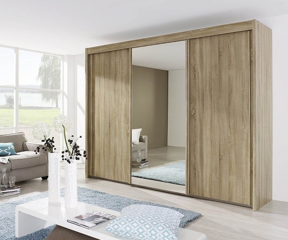 Rauch Imperial Sonoma Oak 3 Door Sliding Wardrobe with 1 Mirror (W280cm)