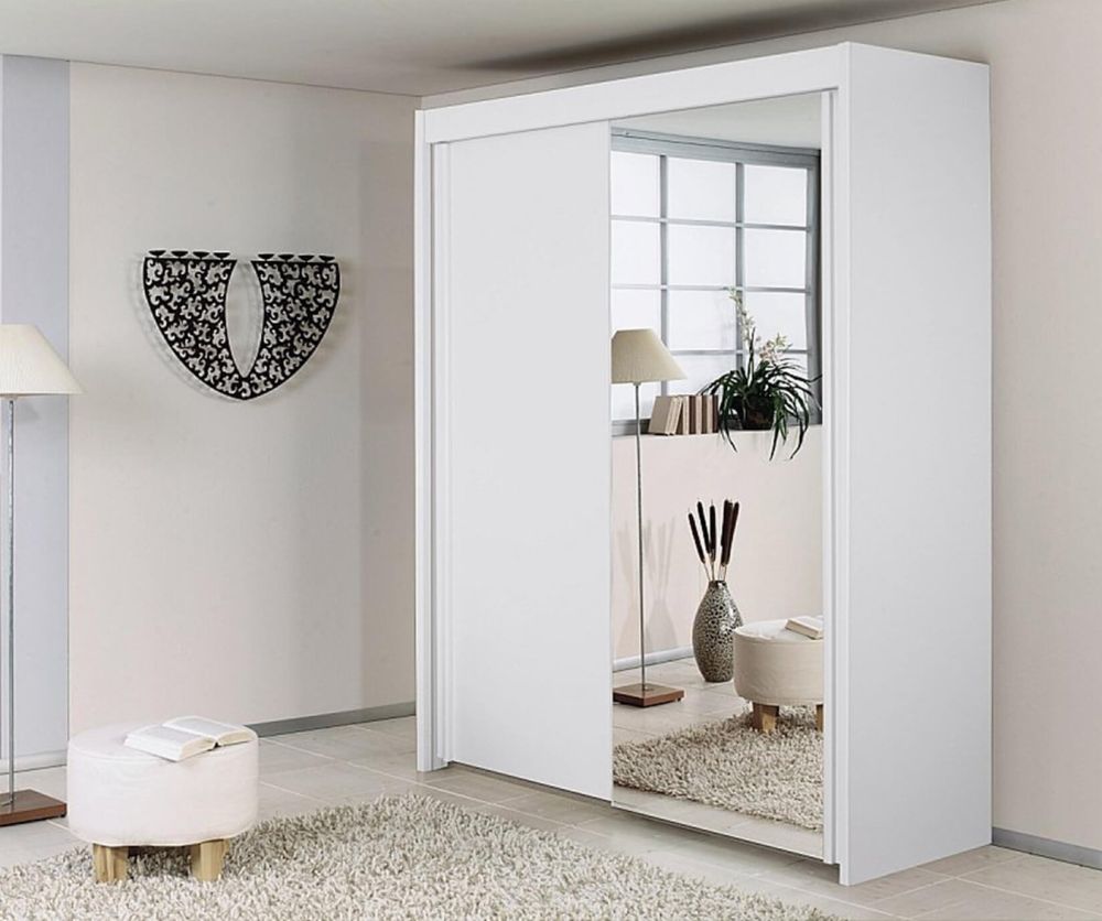Rauch Imperial Alpine White 2 Door Sliding Wardrobe with 1 Mirror (W201cm)