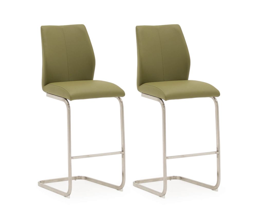 Vida Living Irma Olive Leather Bar Chair in Pair